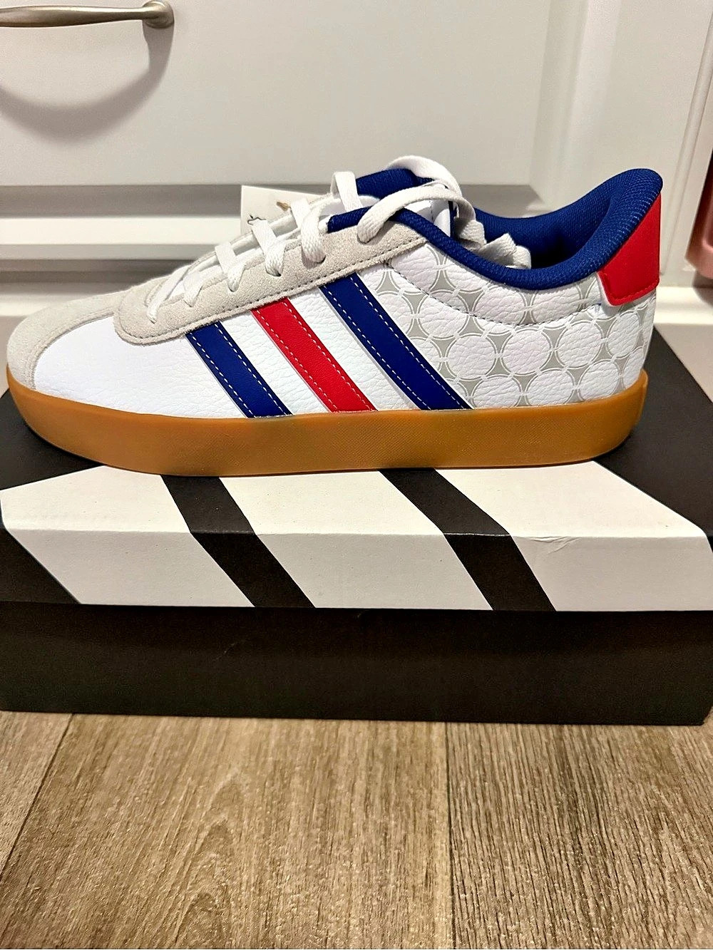 Adidas VL Court 3.0 K Kids Sneakers White & Blue Girls US 5.5 NWT